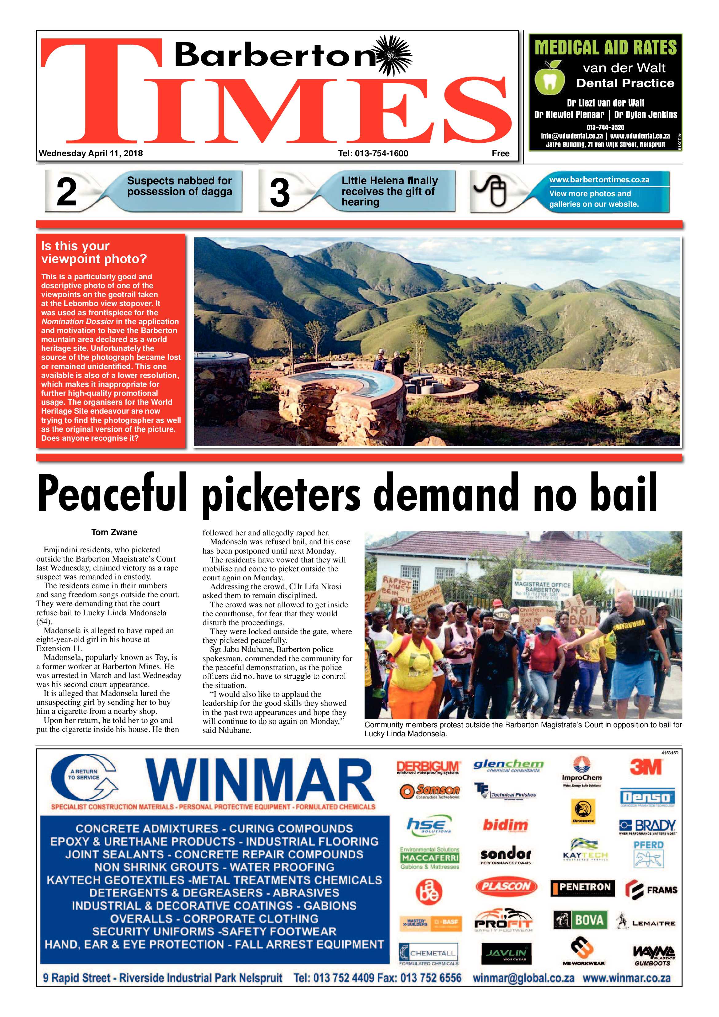 Barberton Times 11 April 2018 page 1