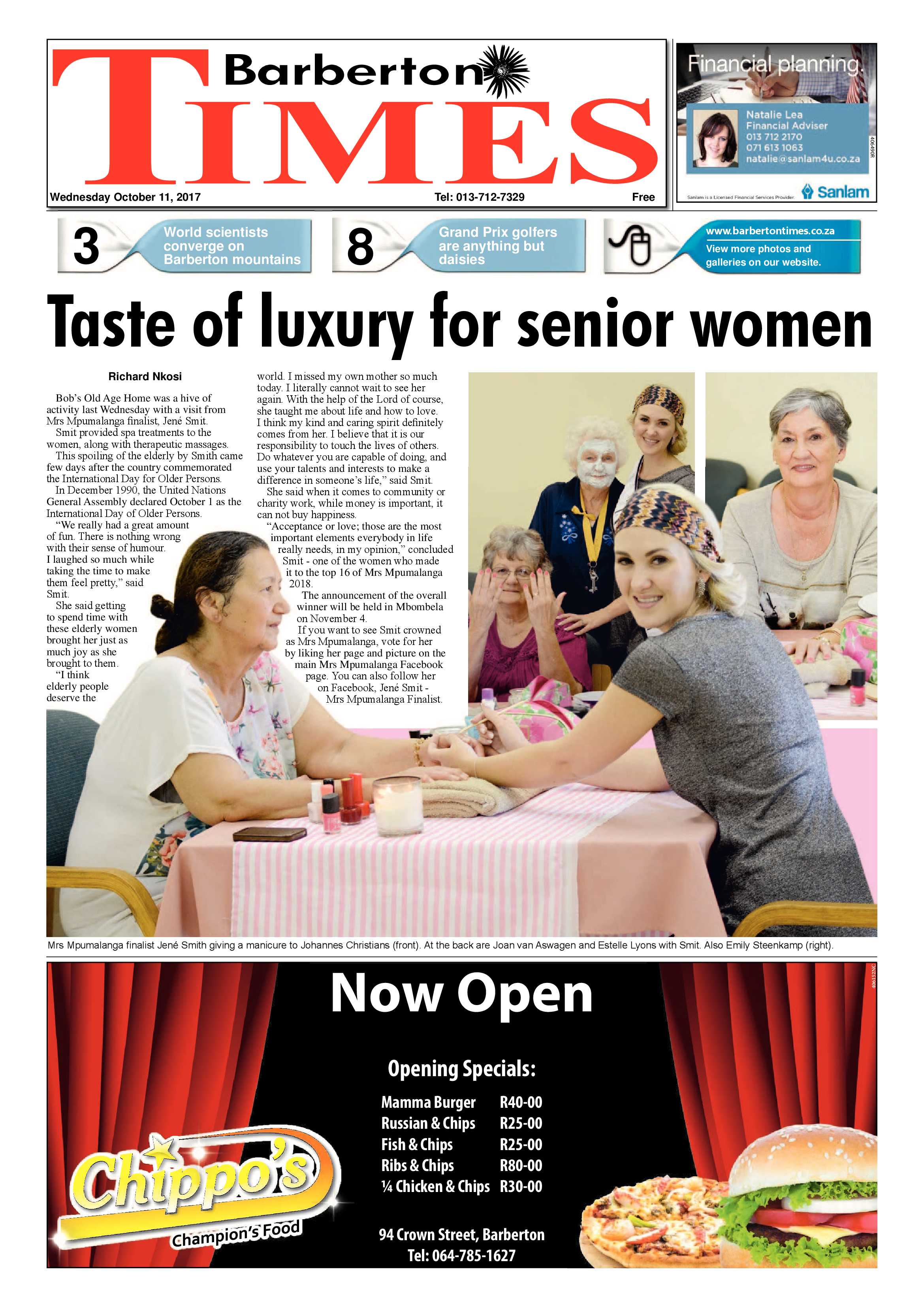 Barberton Times 11 October 2017 page 1