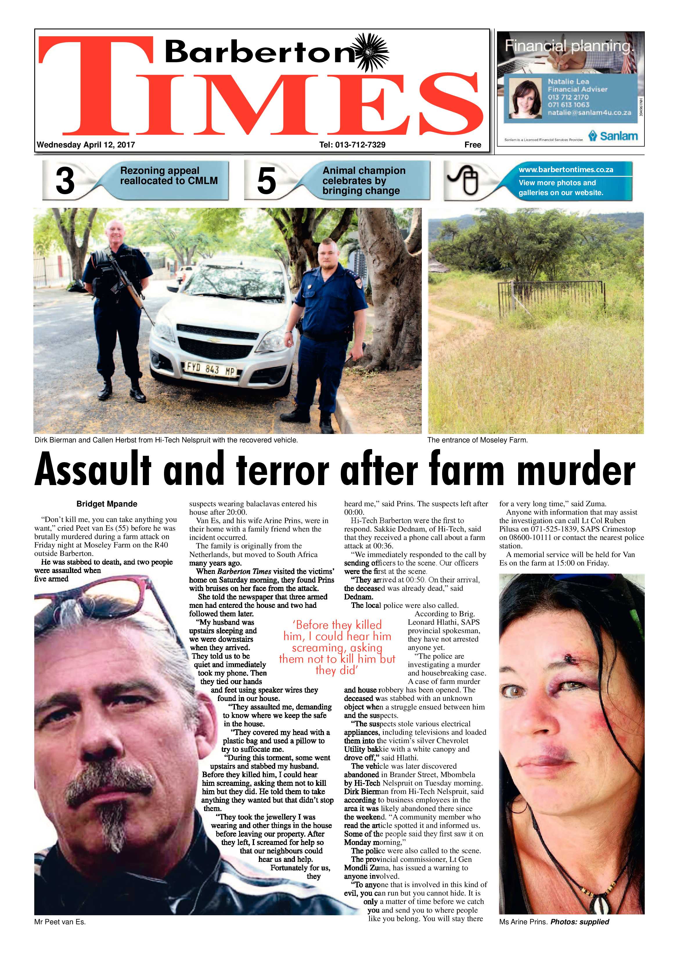 Barberton Times 12 April 2017 page 1
