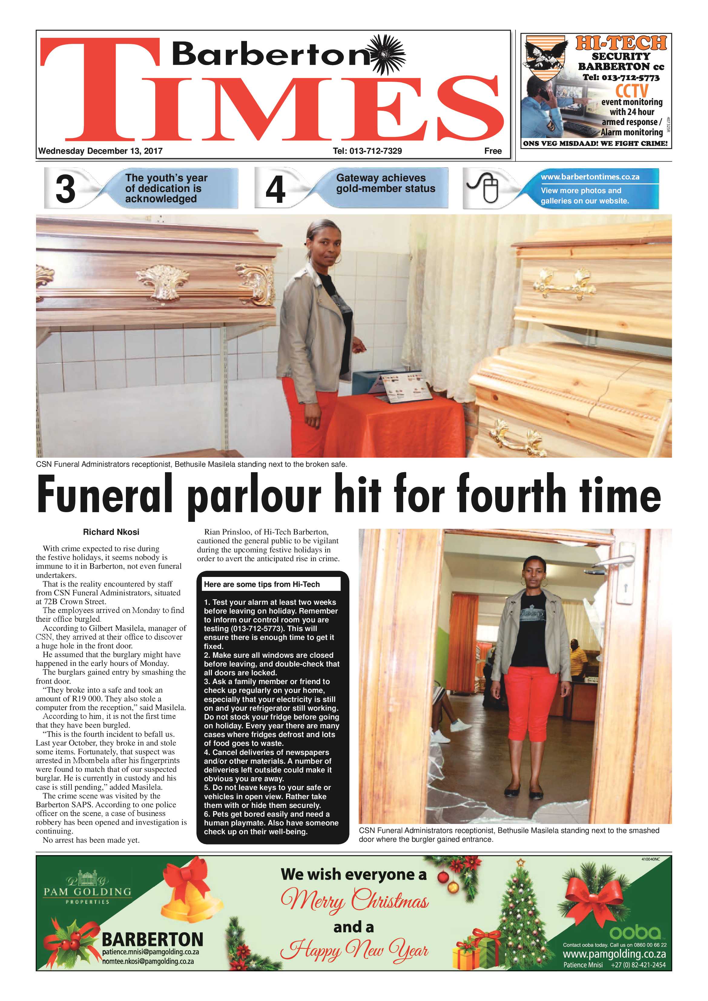 Barberton Times 13 December 2017 page 1