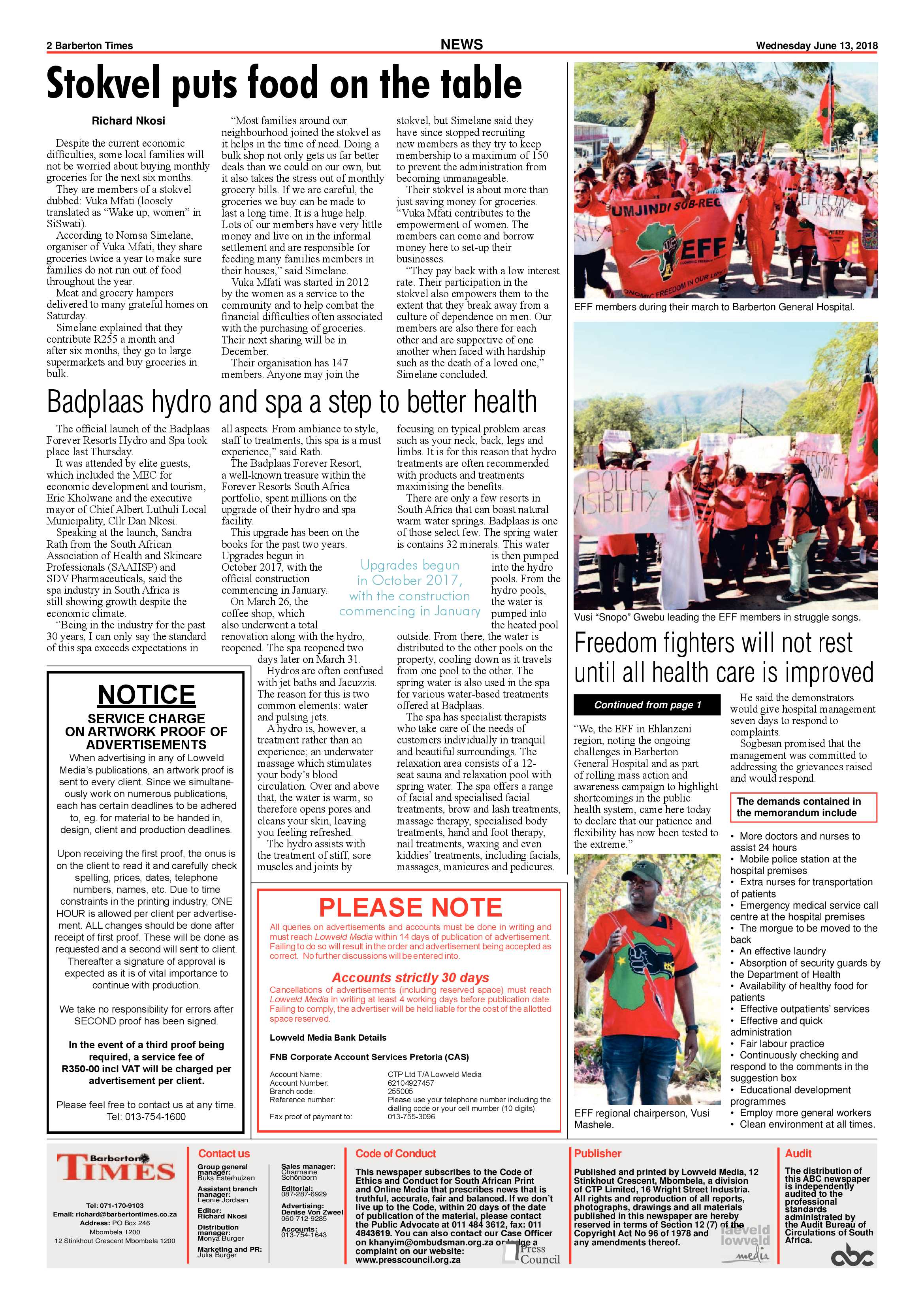 Barberton Times 13 June 2018 page 2