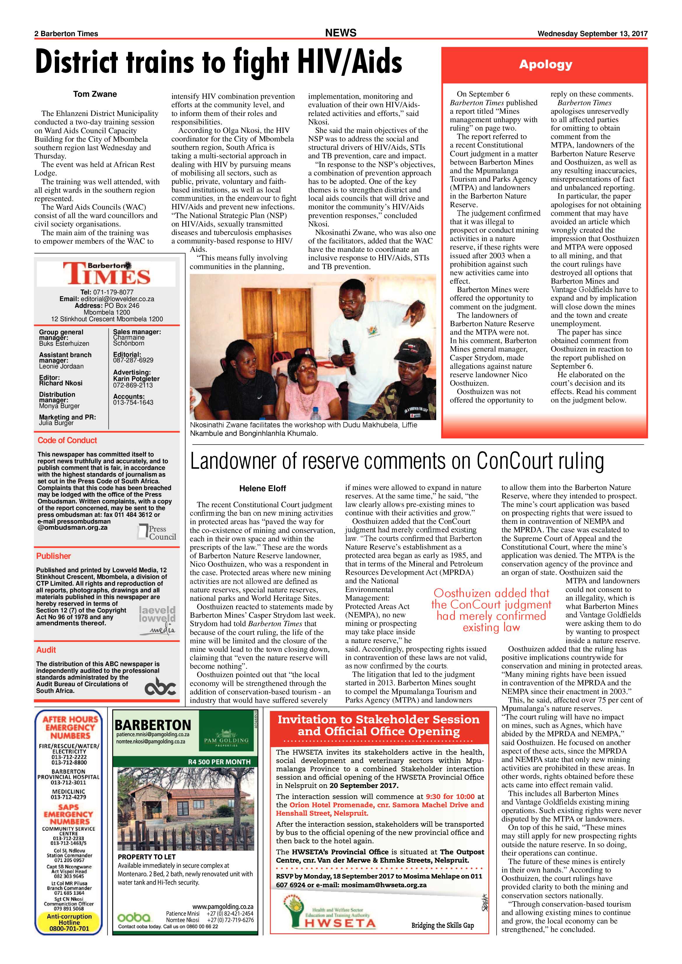 Barberton Times 13 September 2017 page 2