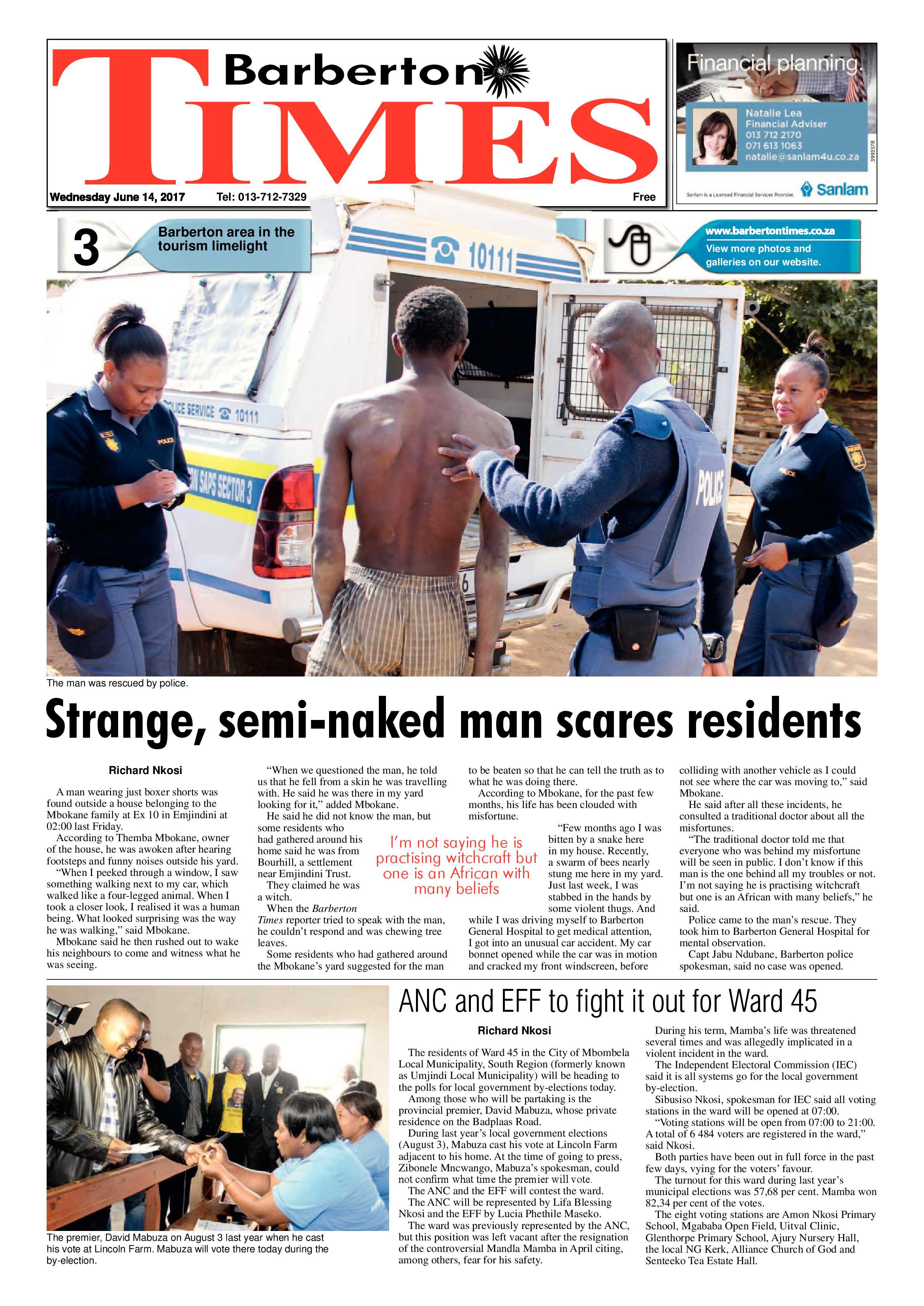 Barberton Times 14 June 2017 page 1