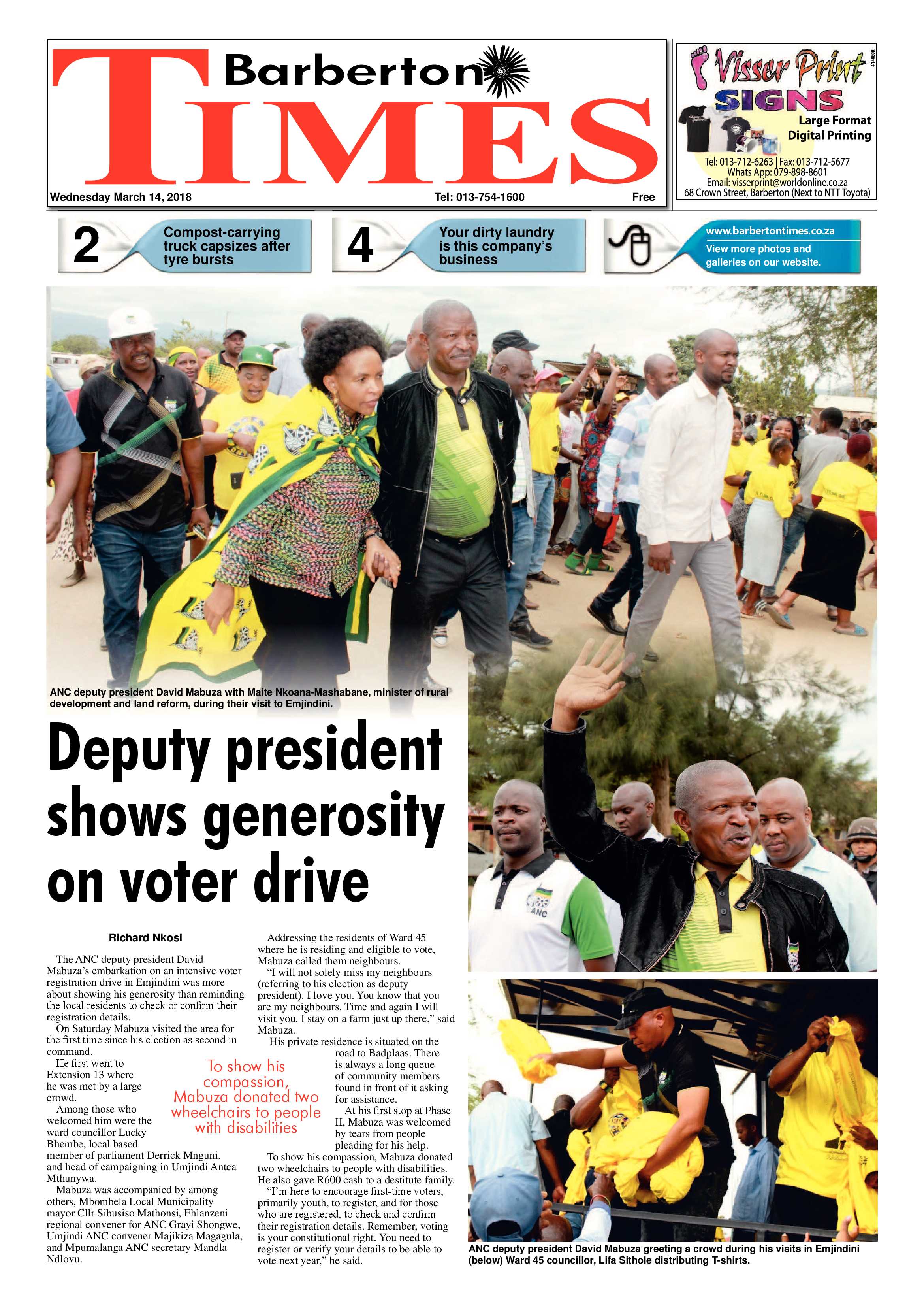 Barberton Times 14 March 2018 page 1