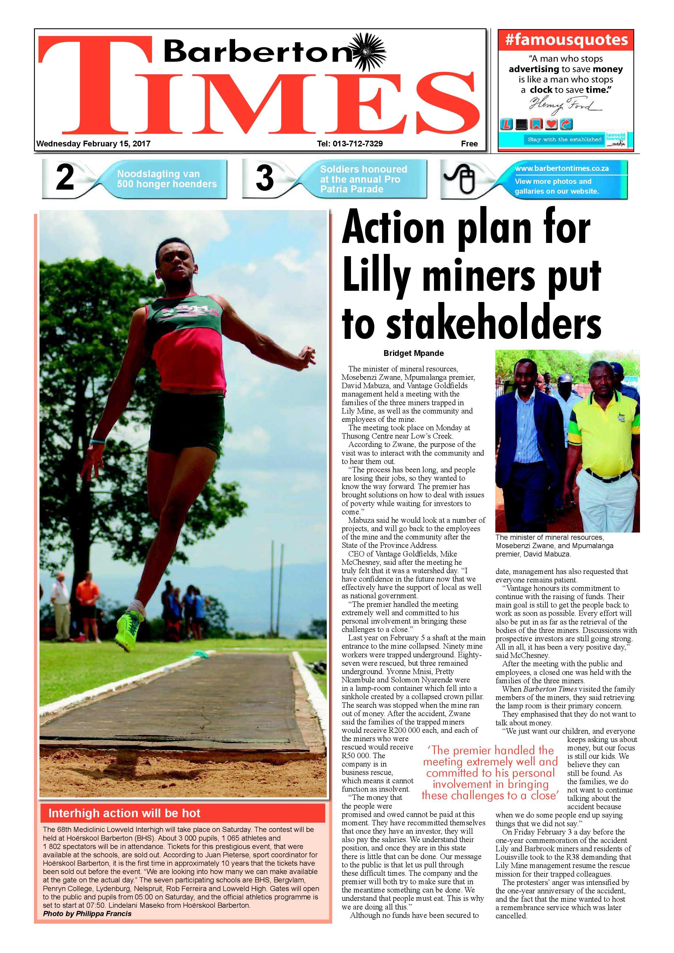 Baberton Times 15 February page 1