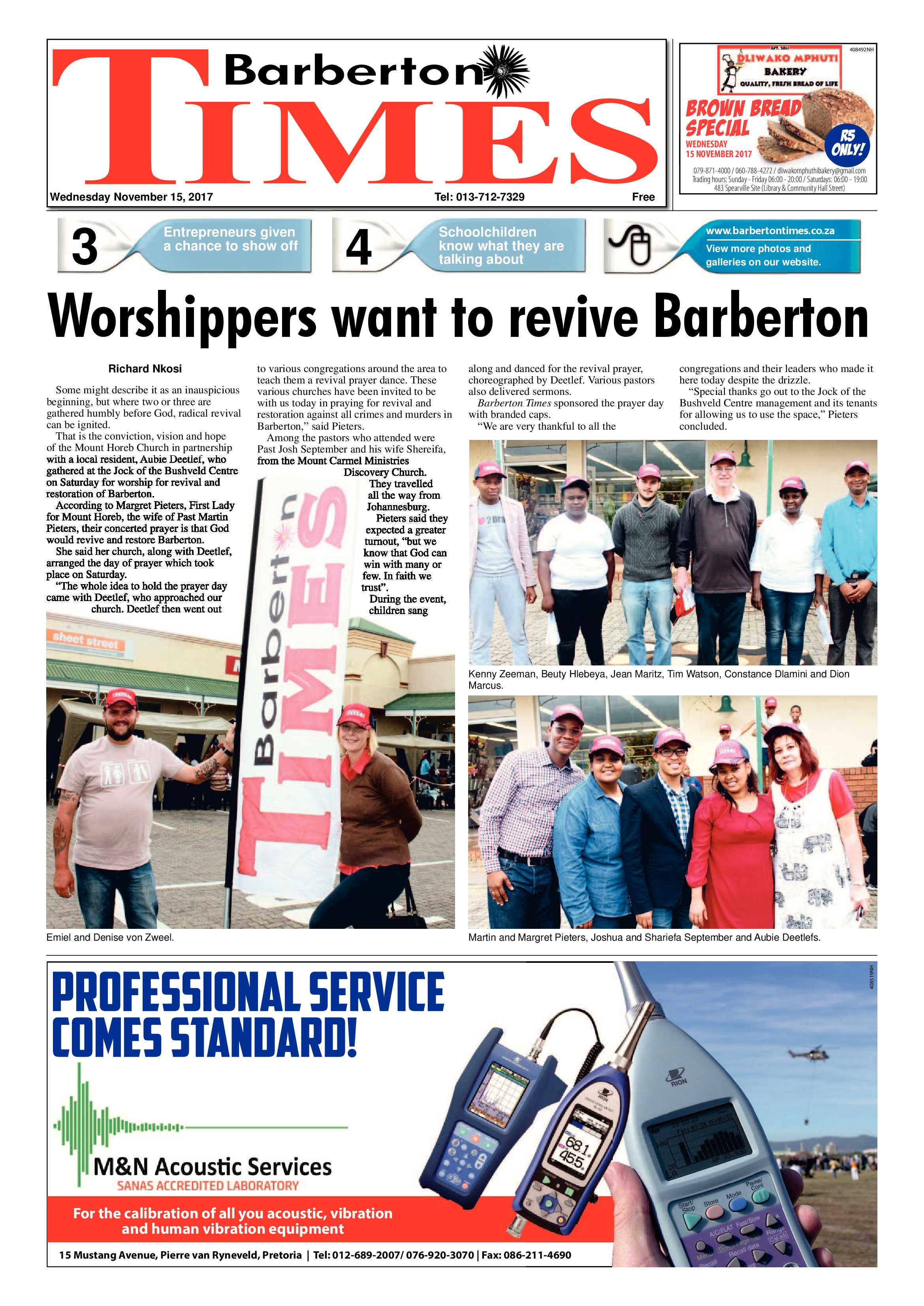 Barberton Times 15 November 2017 page 1