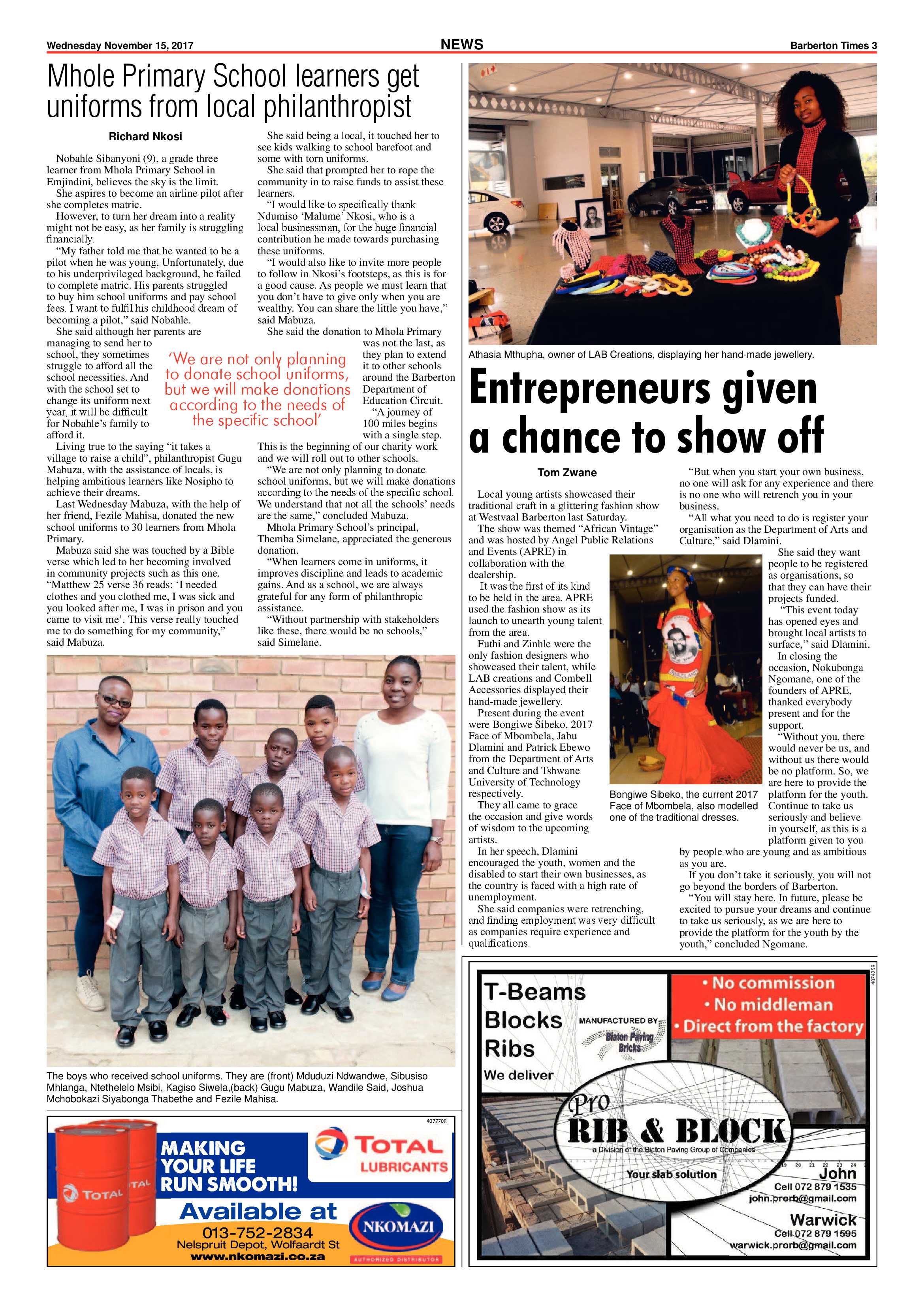 Barberton Times 15 November 2017 page 3