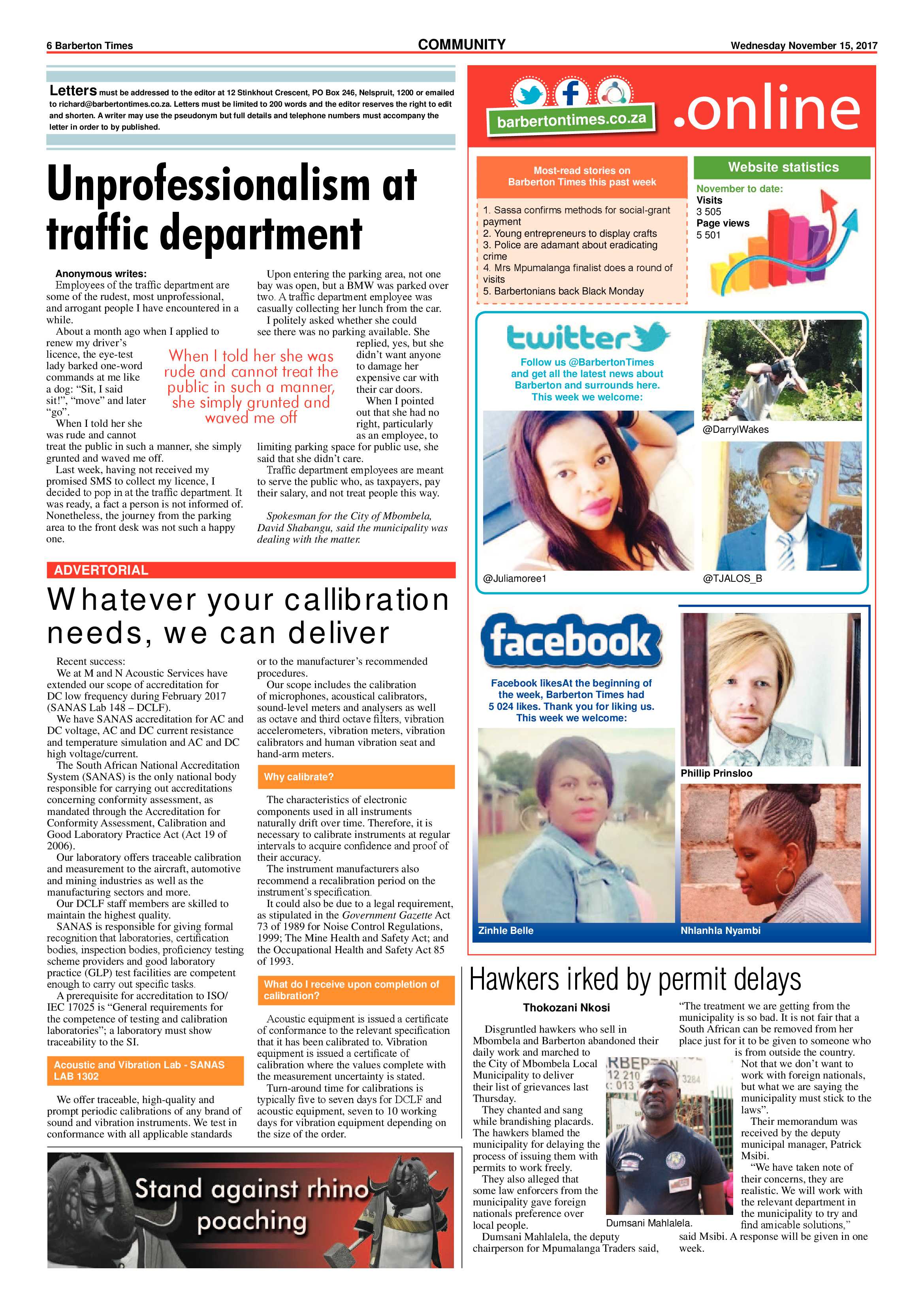 Barberton Times 15 November 2017 page 6