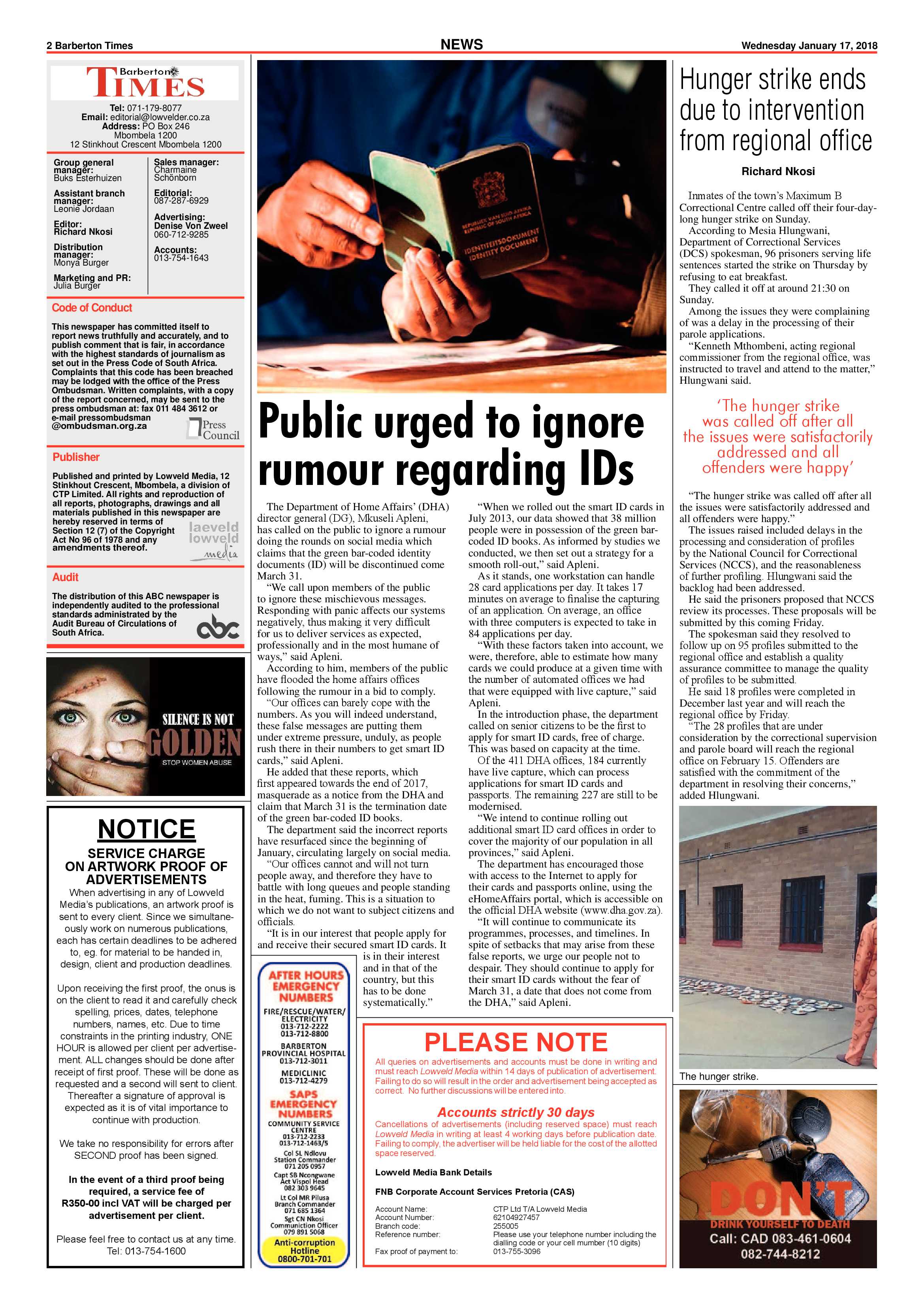 Barberton Times 17 January 2017 page 2