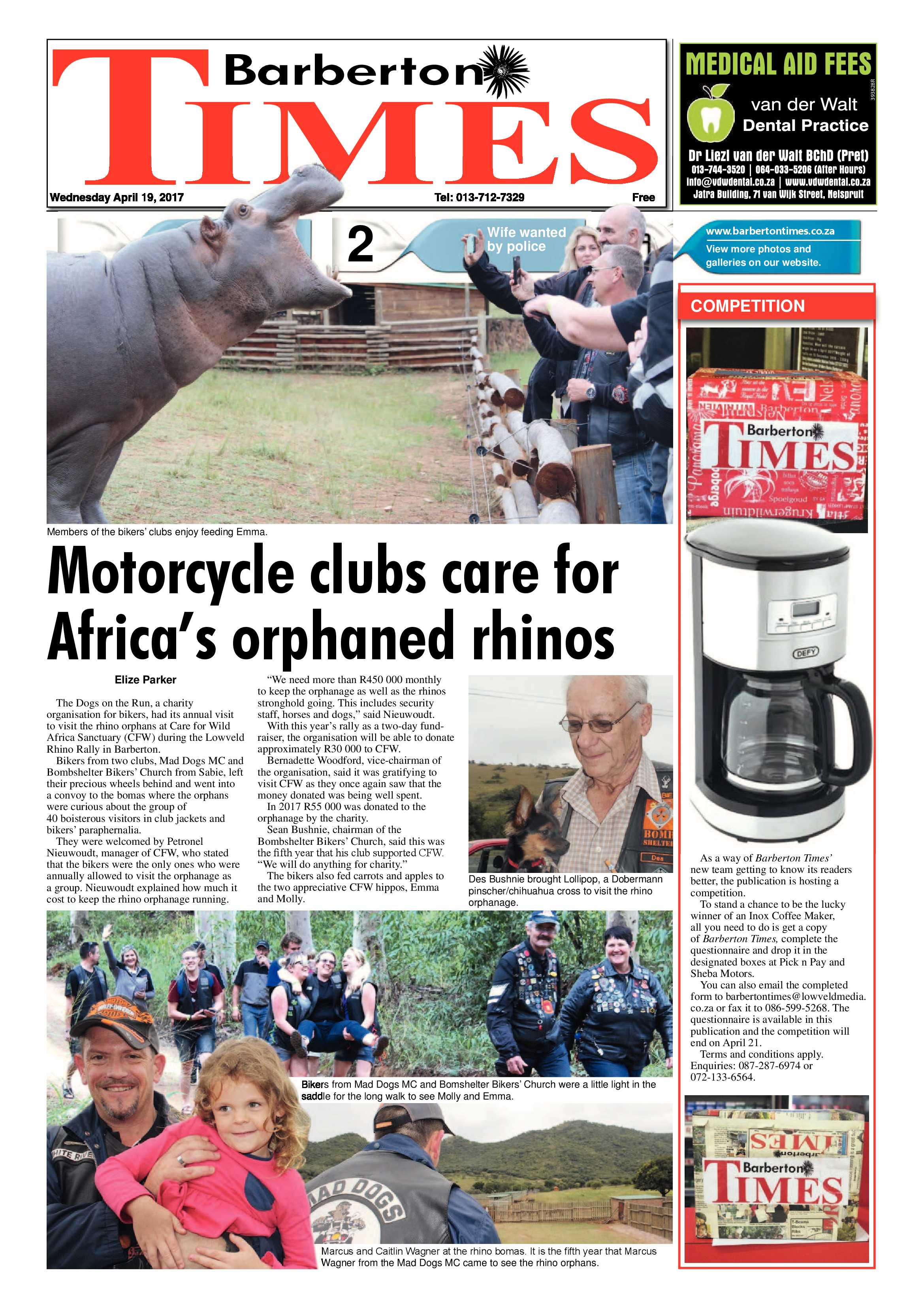 Barberton Times 19 April 2017 page 1