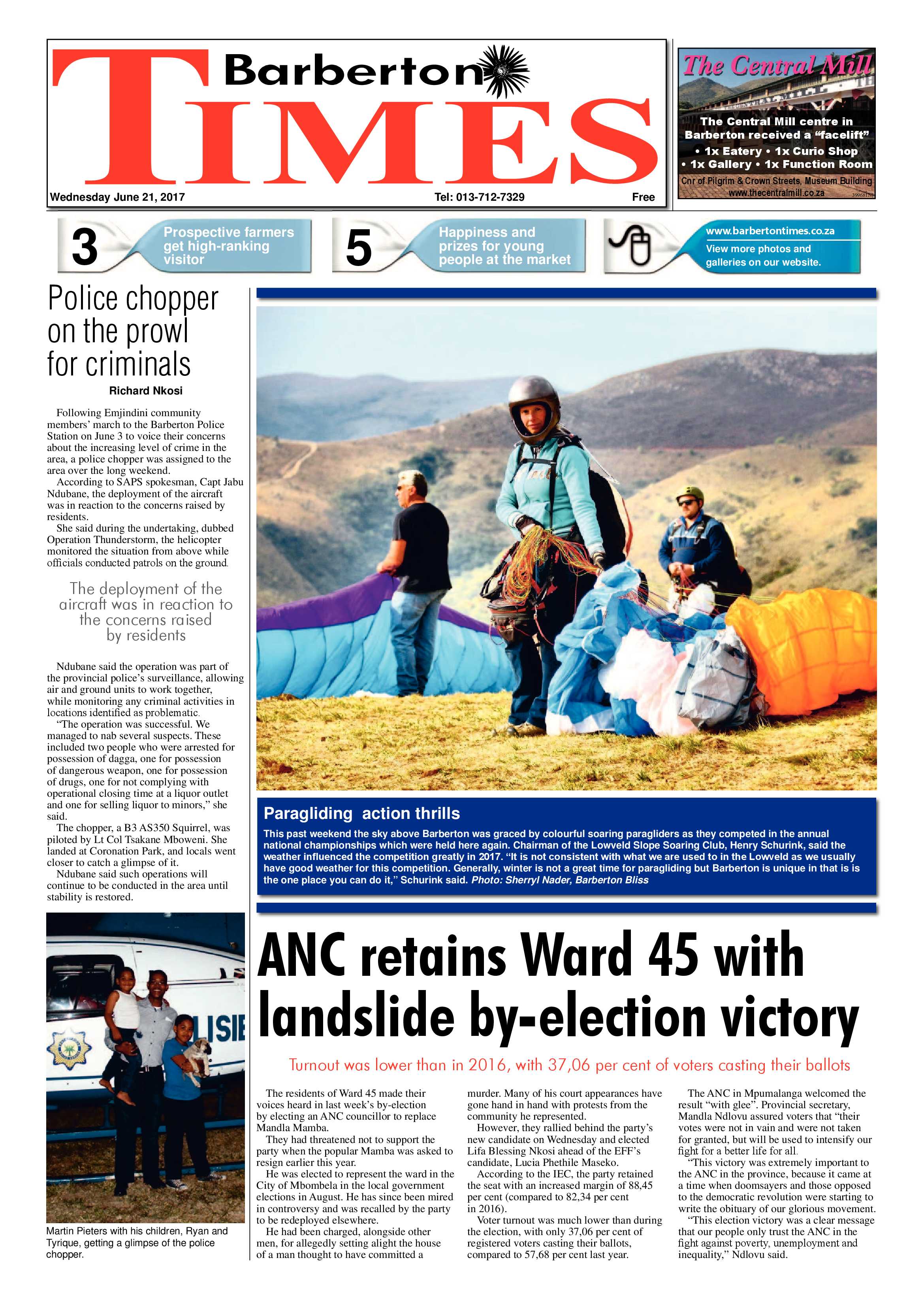 Barberton Times 21 June 2017 page 1