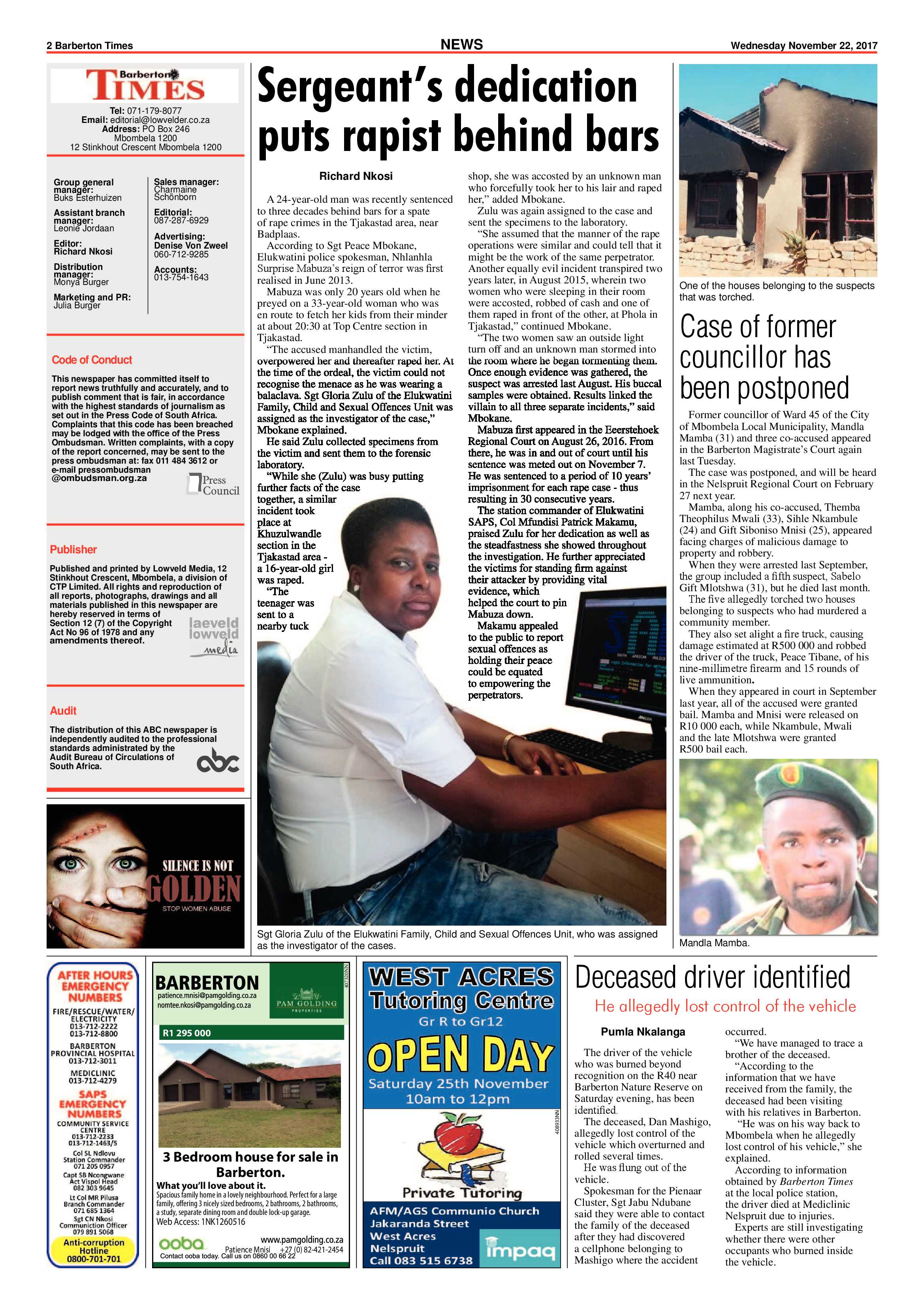 Barberton Times 22 November 2017 page 2