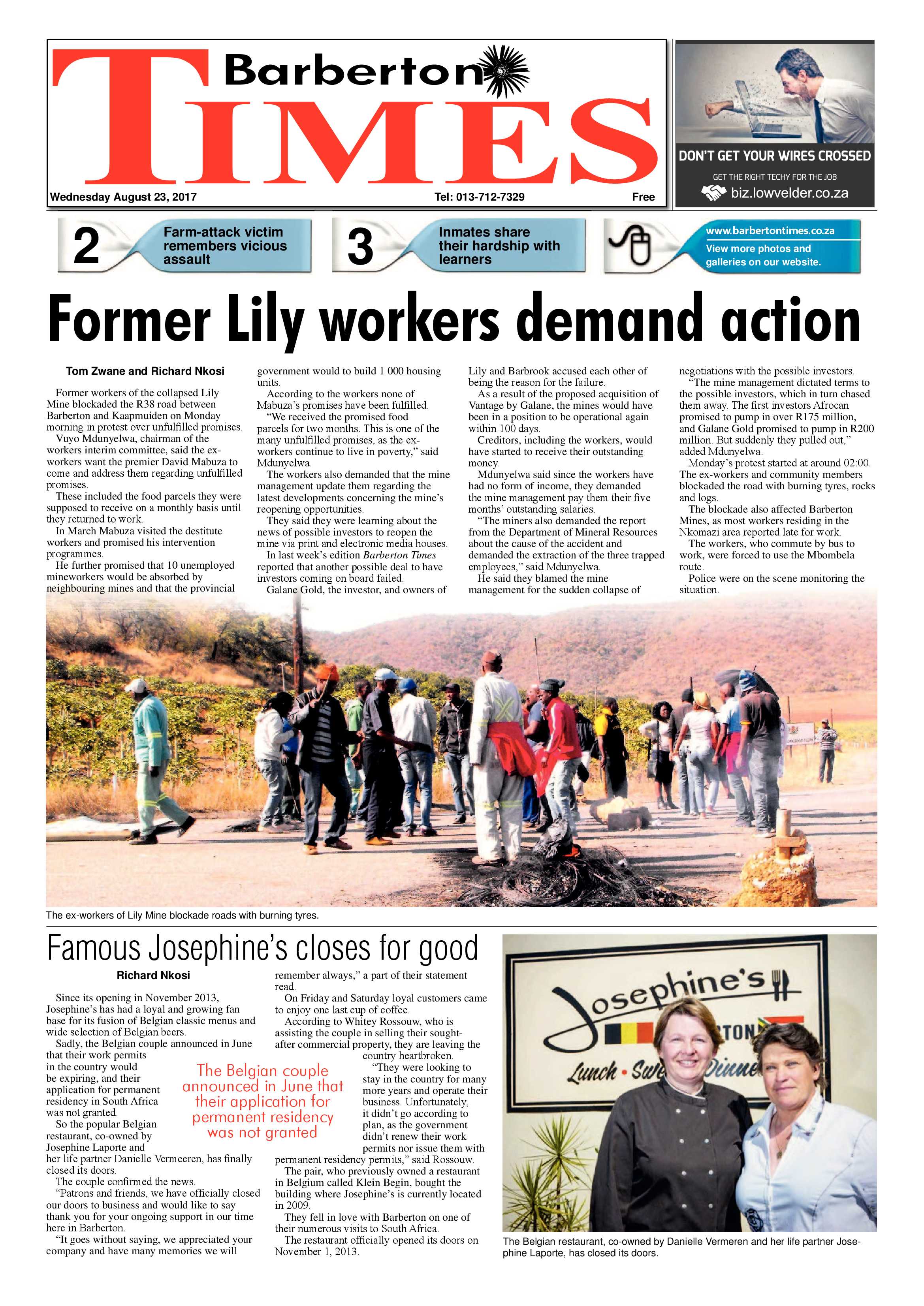 Barberton Times 23 August 2017 page 1