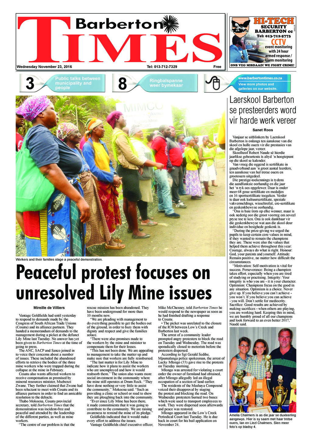 Barberton Times 23 November 2016 page 1