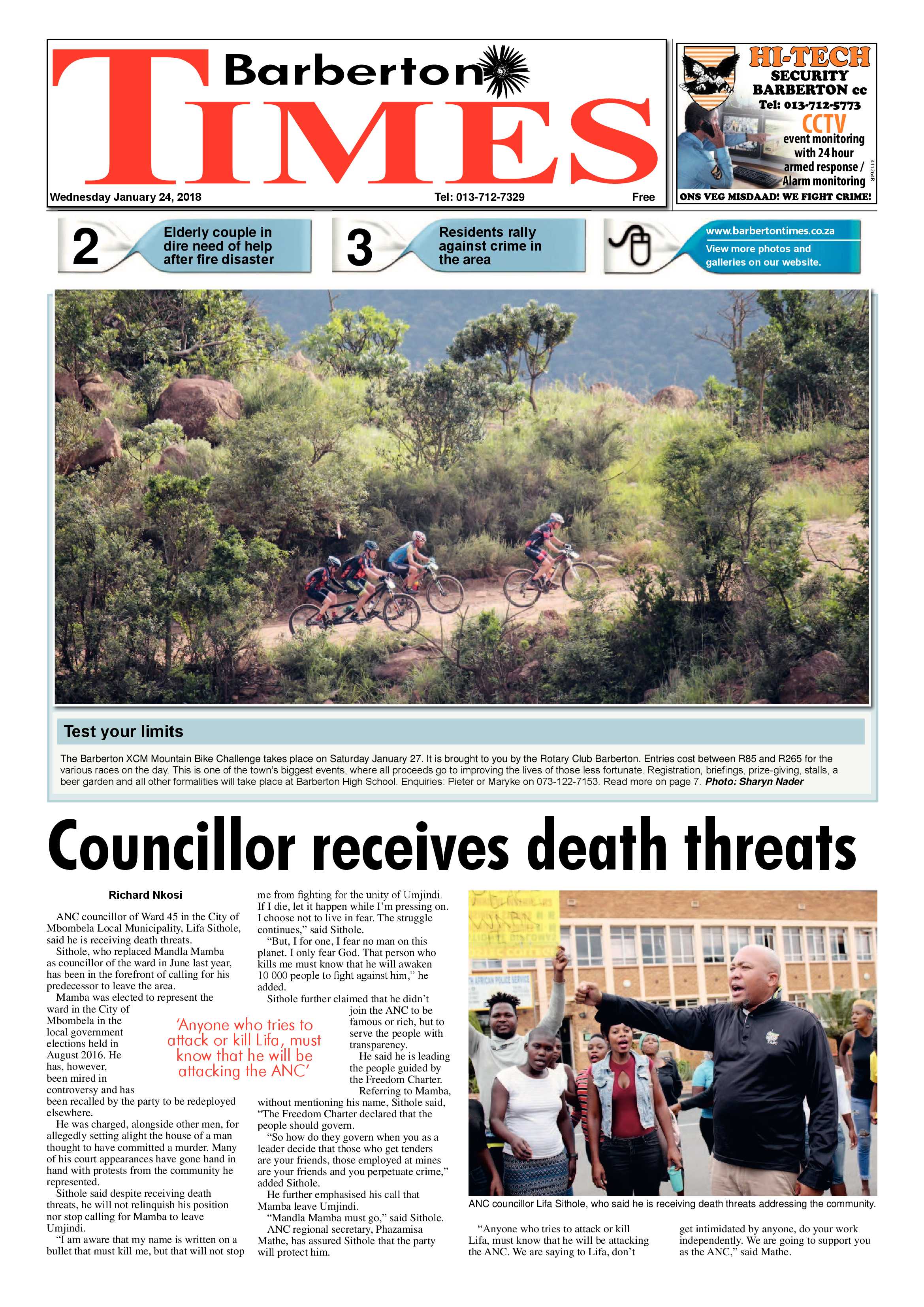 Barberton Times 24 January 2018 page 1