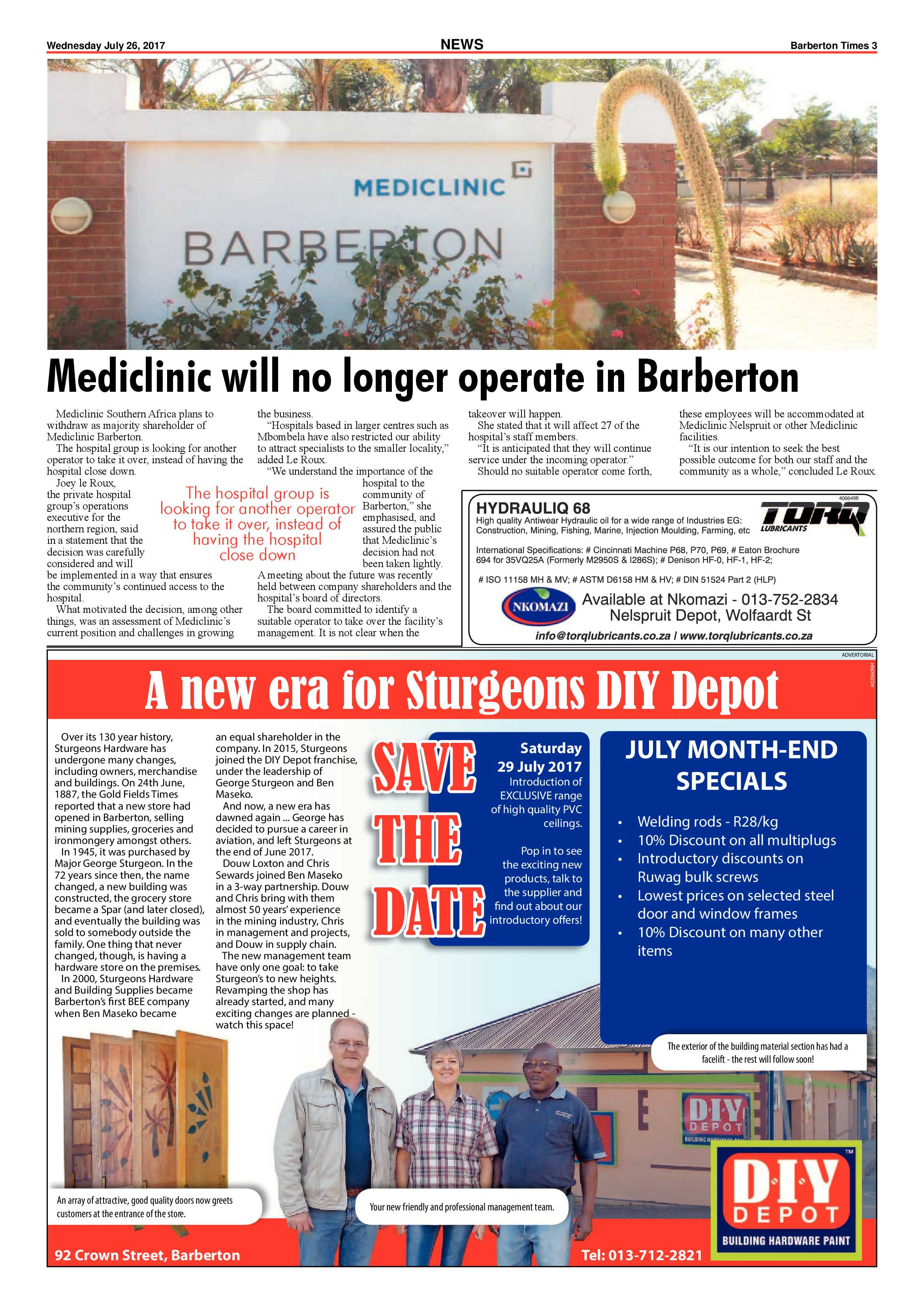 Barberton Times 26 July 2017 page 3