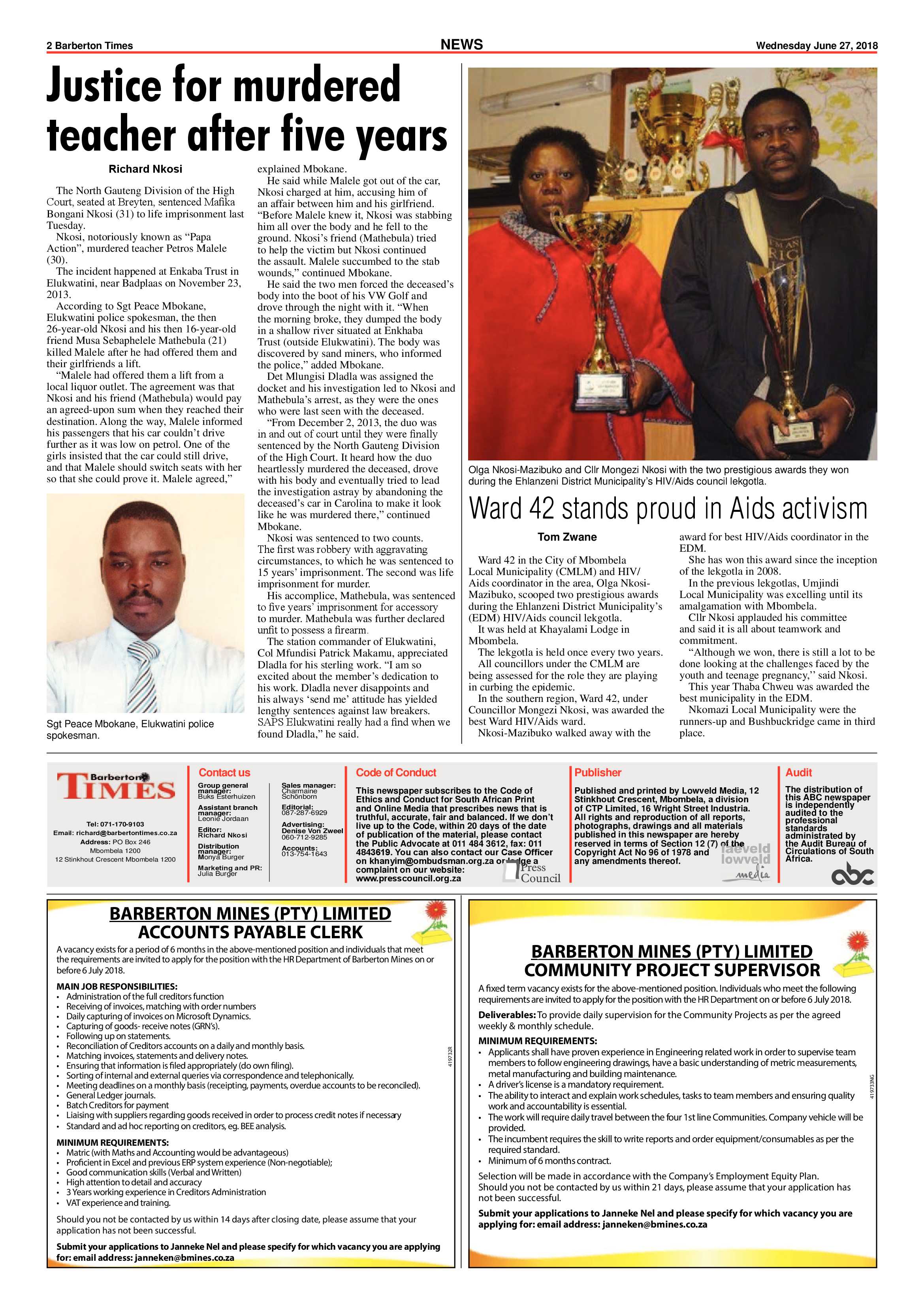 Barberton Times 27 June 2018 page 2