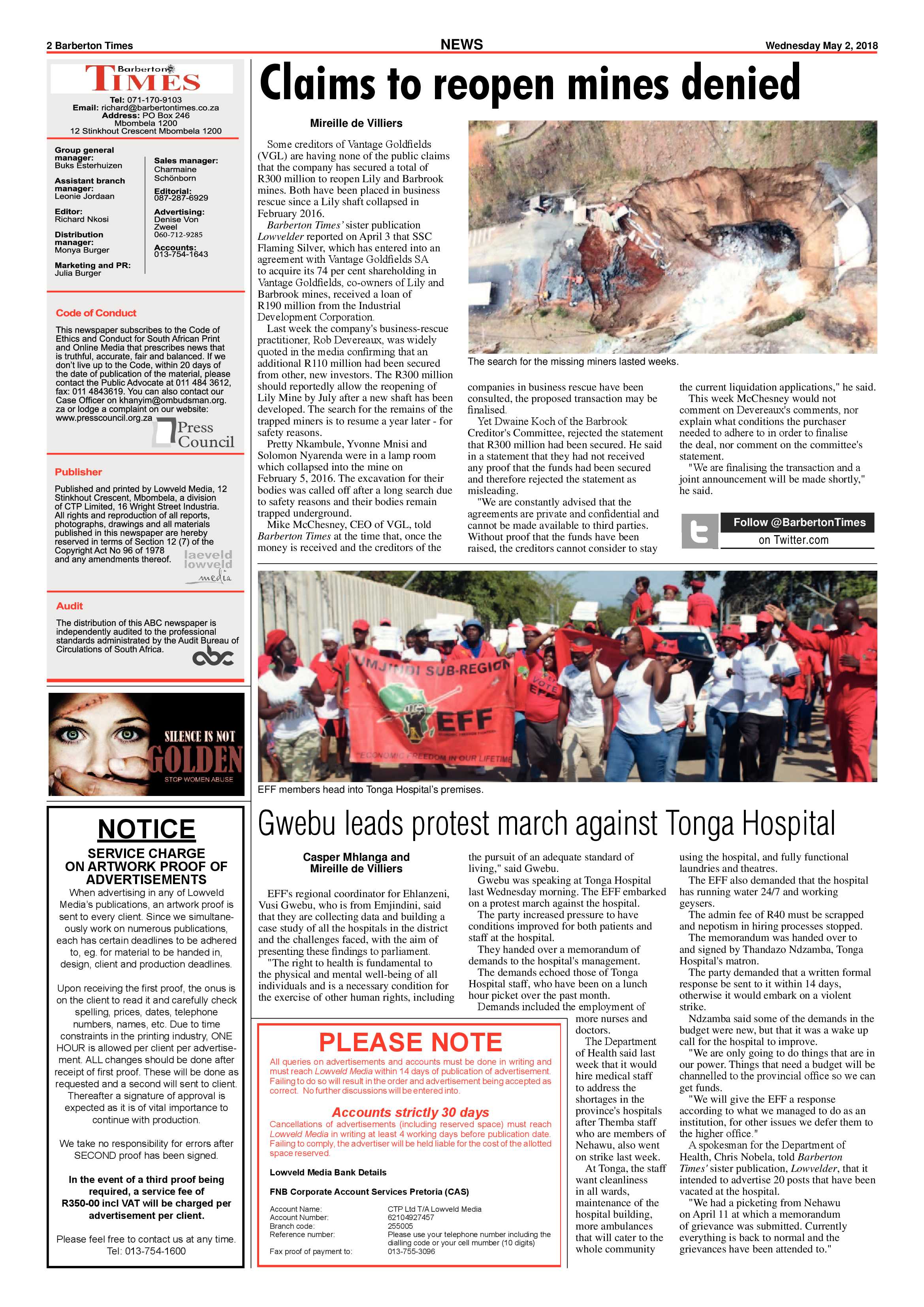 Barberton Times 2 May 2018 page 2