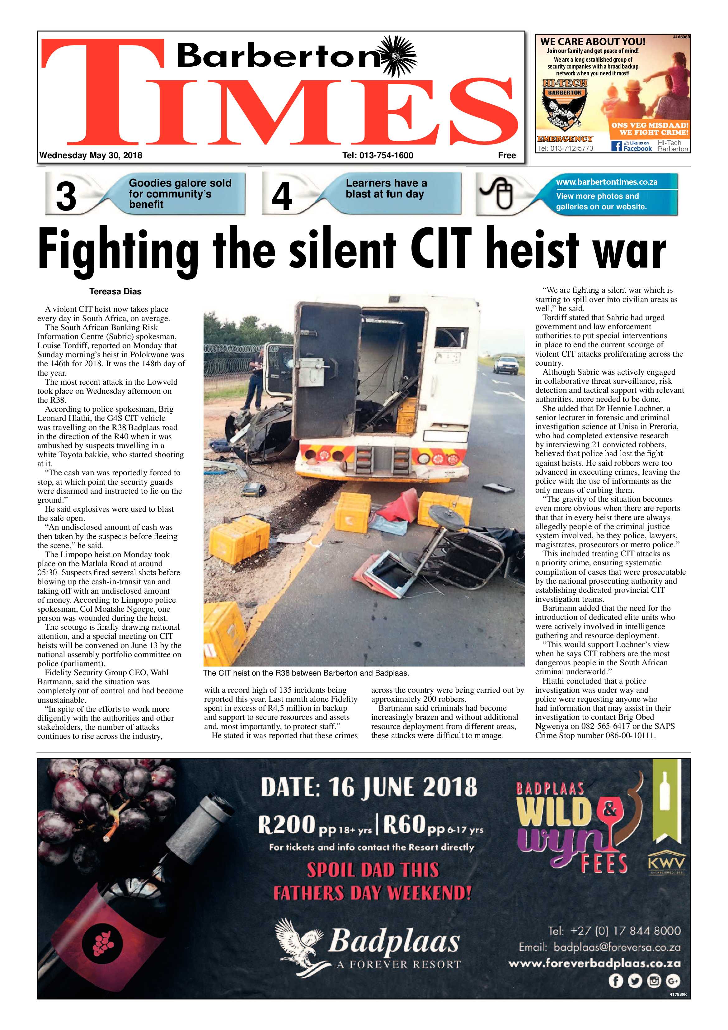 Barberton Times 30 May 2018 page 1