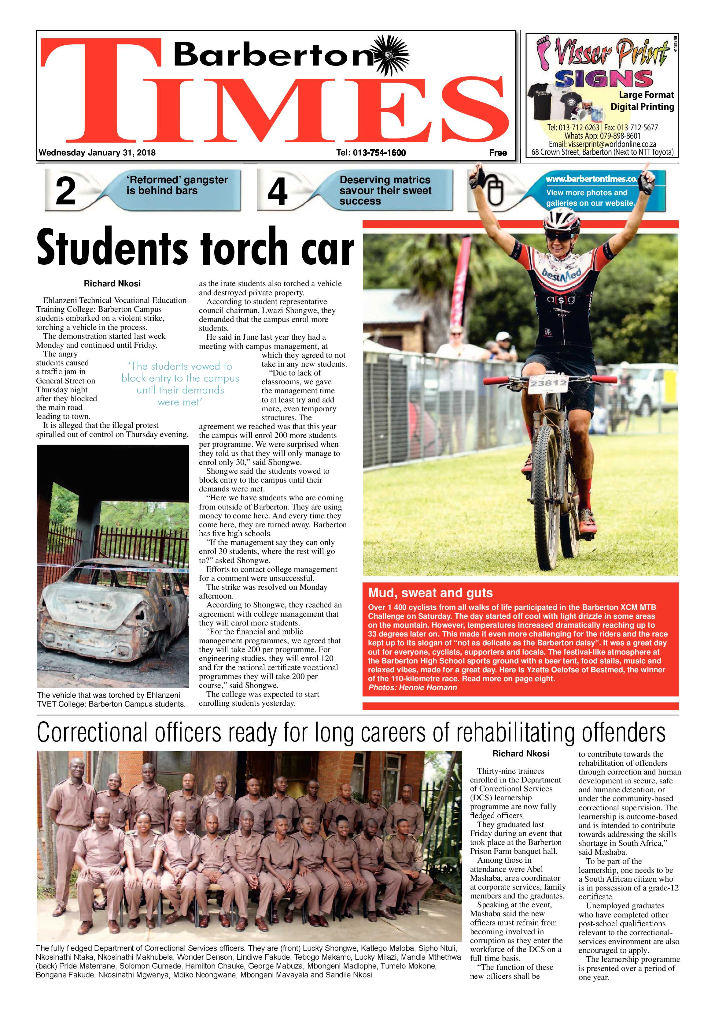 Barberton Times 31 January 2018 page 1