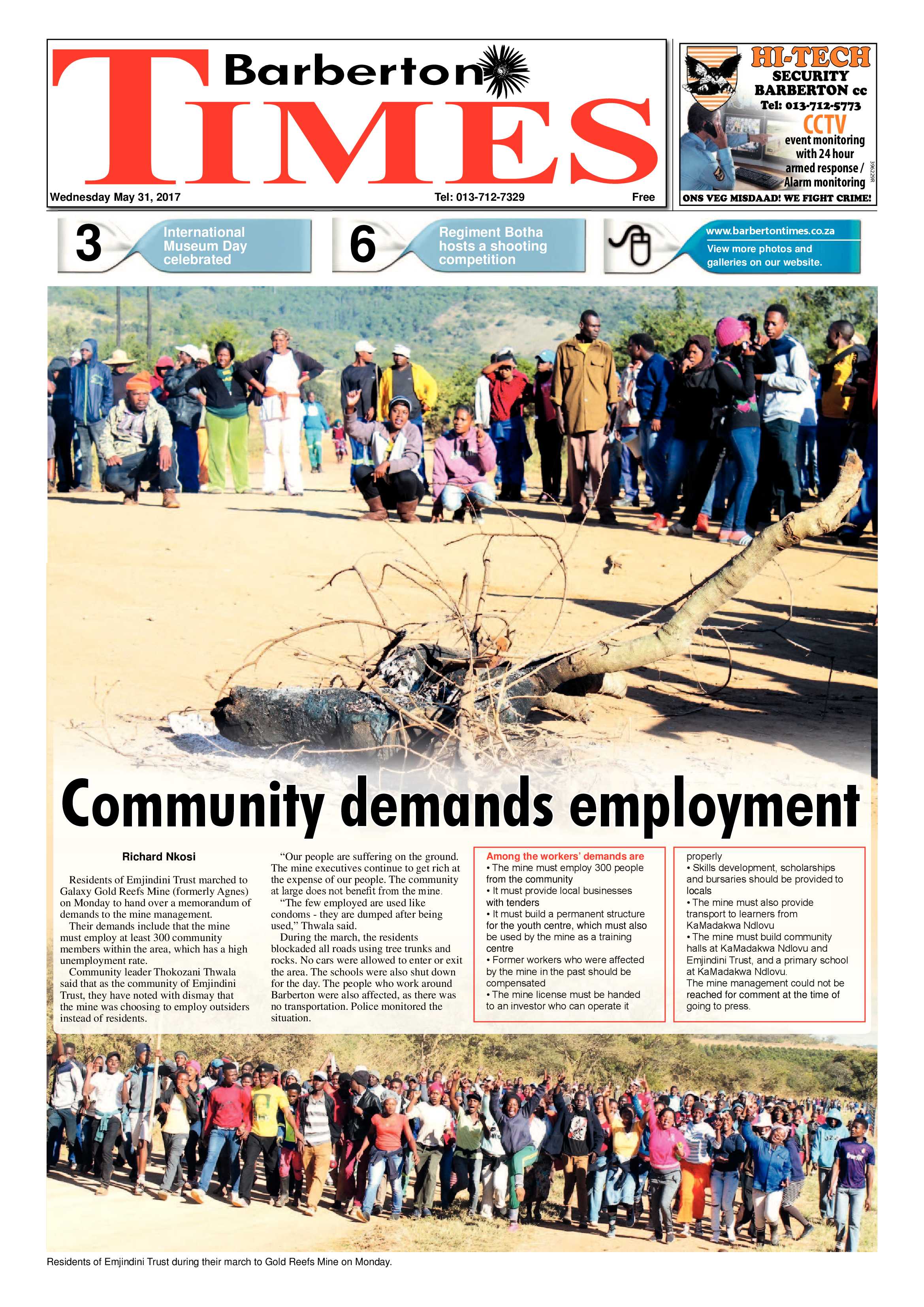 Barberton Times 31 May 2017 page 1