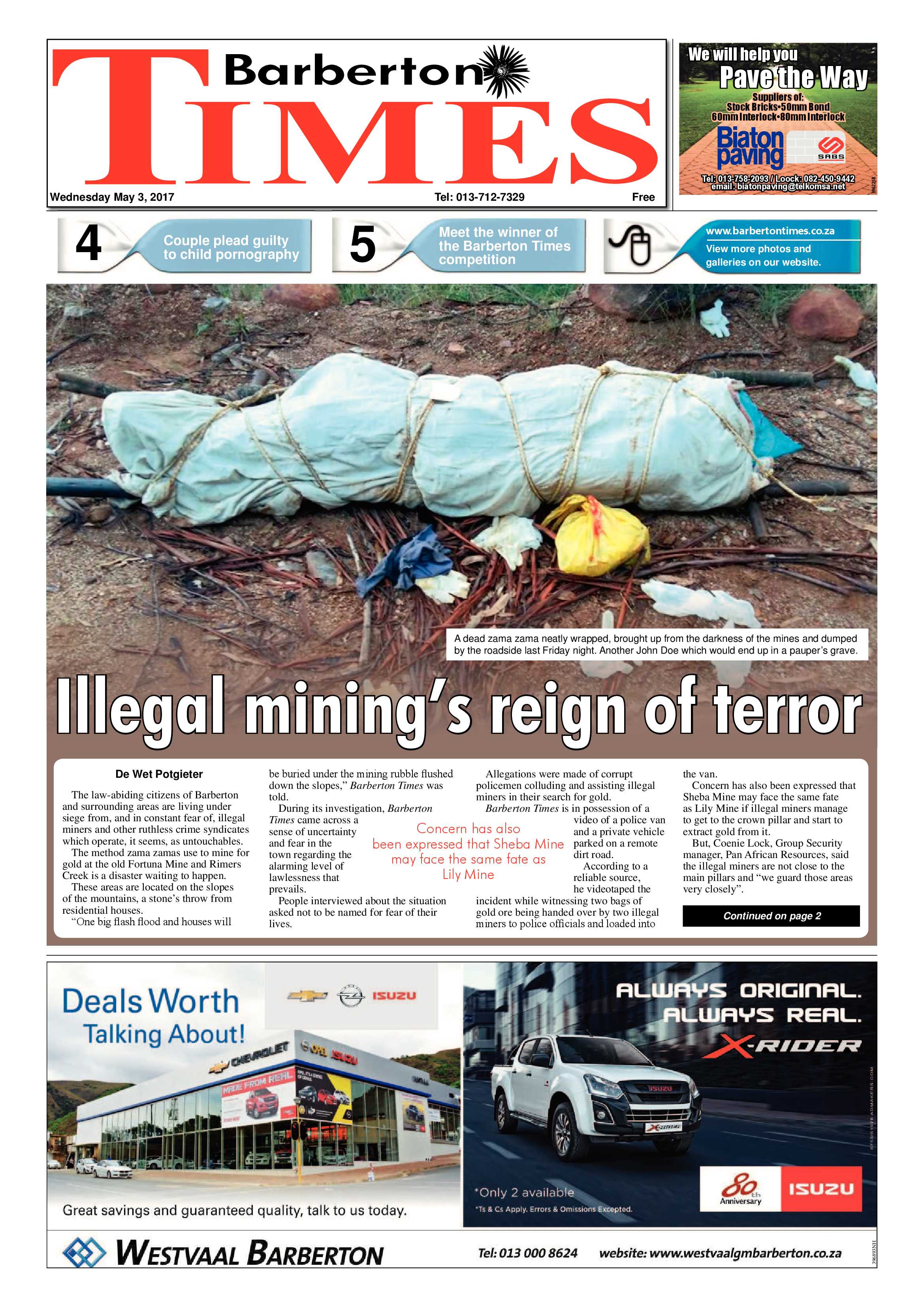 Barberton Times 3 May 2017 page 1