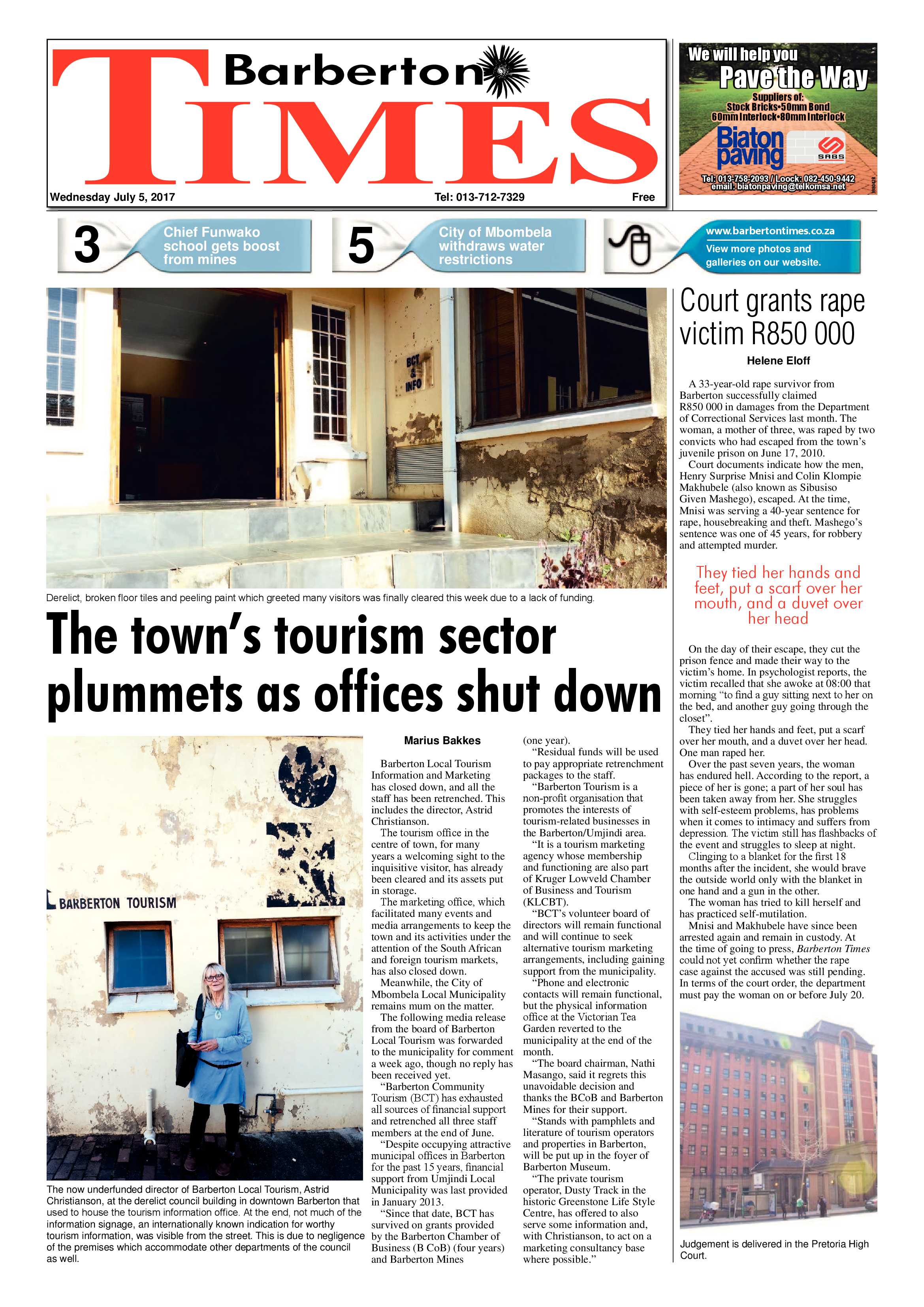 Barberton Times 5 July 2017 page 1