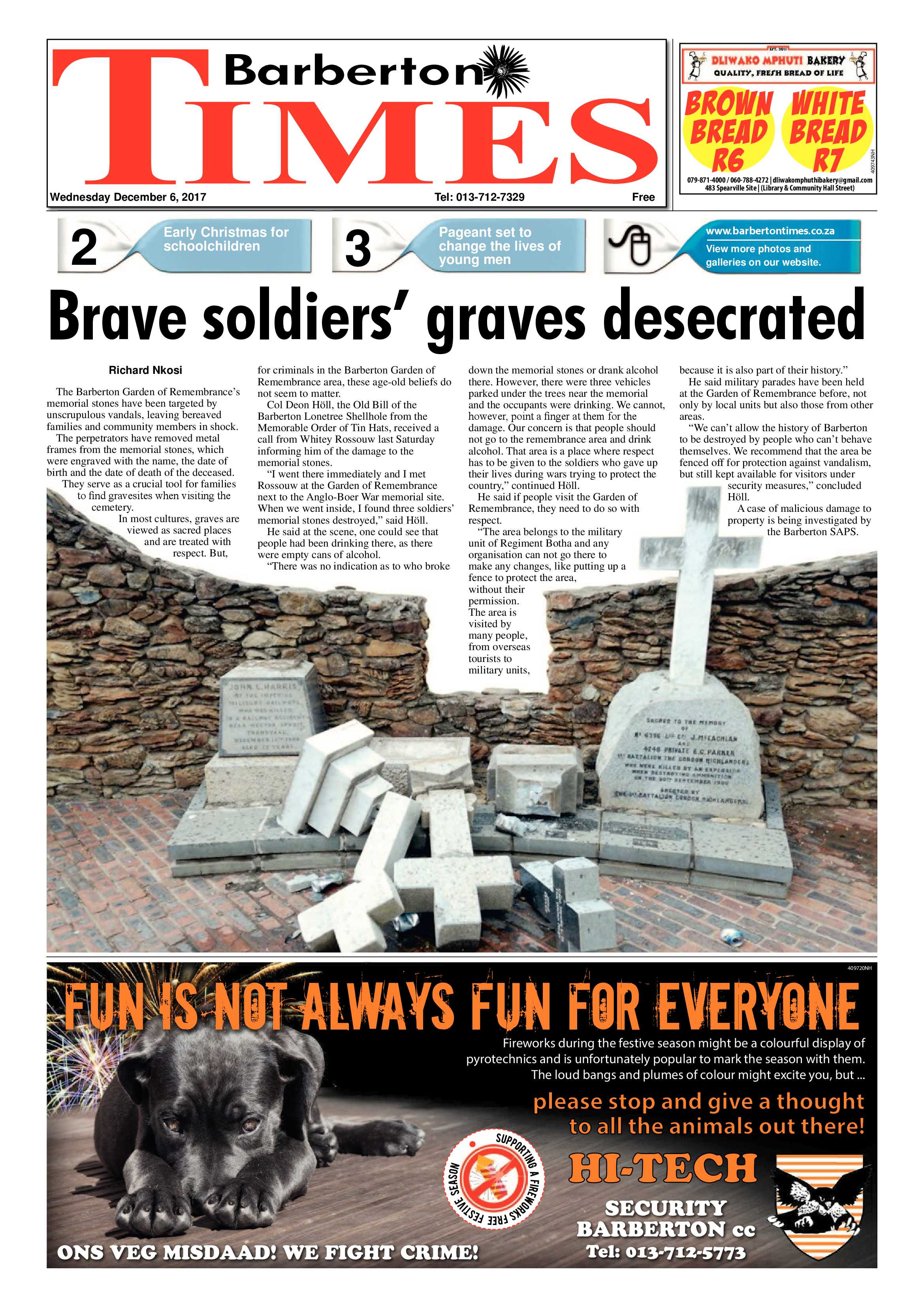 Barberton Times 6 December 2017 page 1