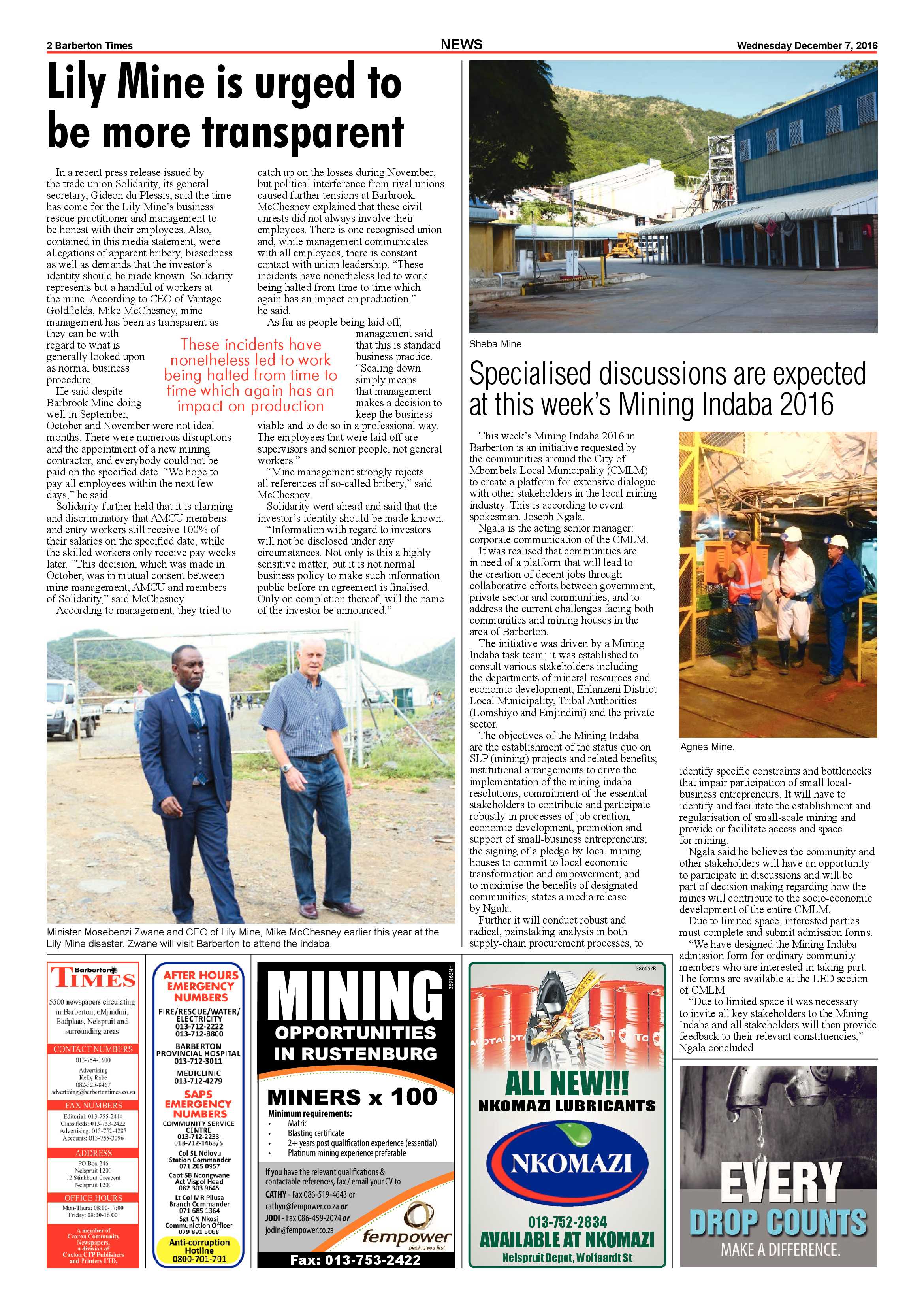 Barberton Times 7 December 2016 page 2