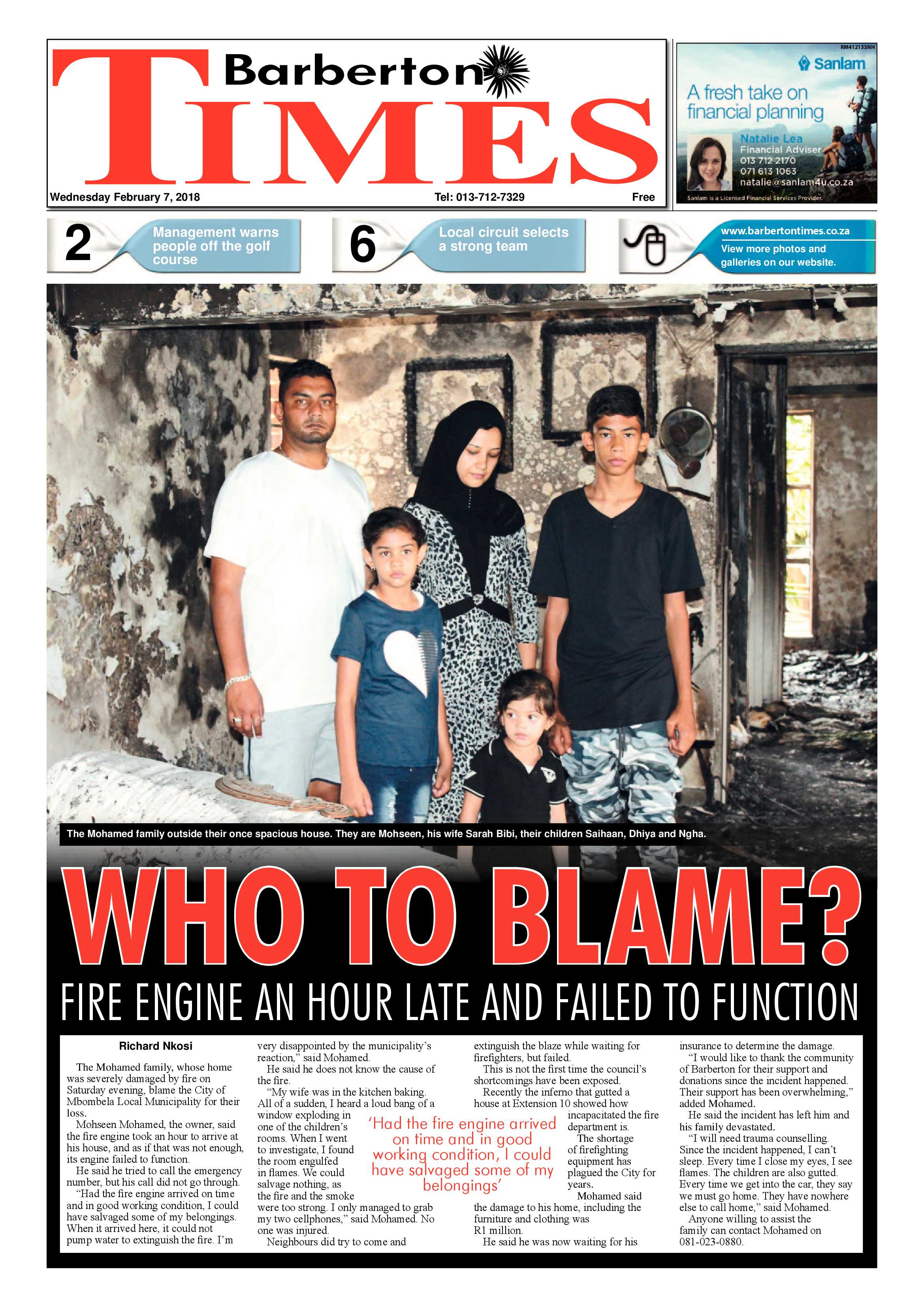 Barberton Times 7 February 2018 page 1
