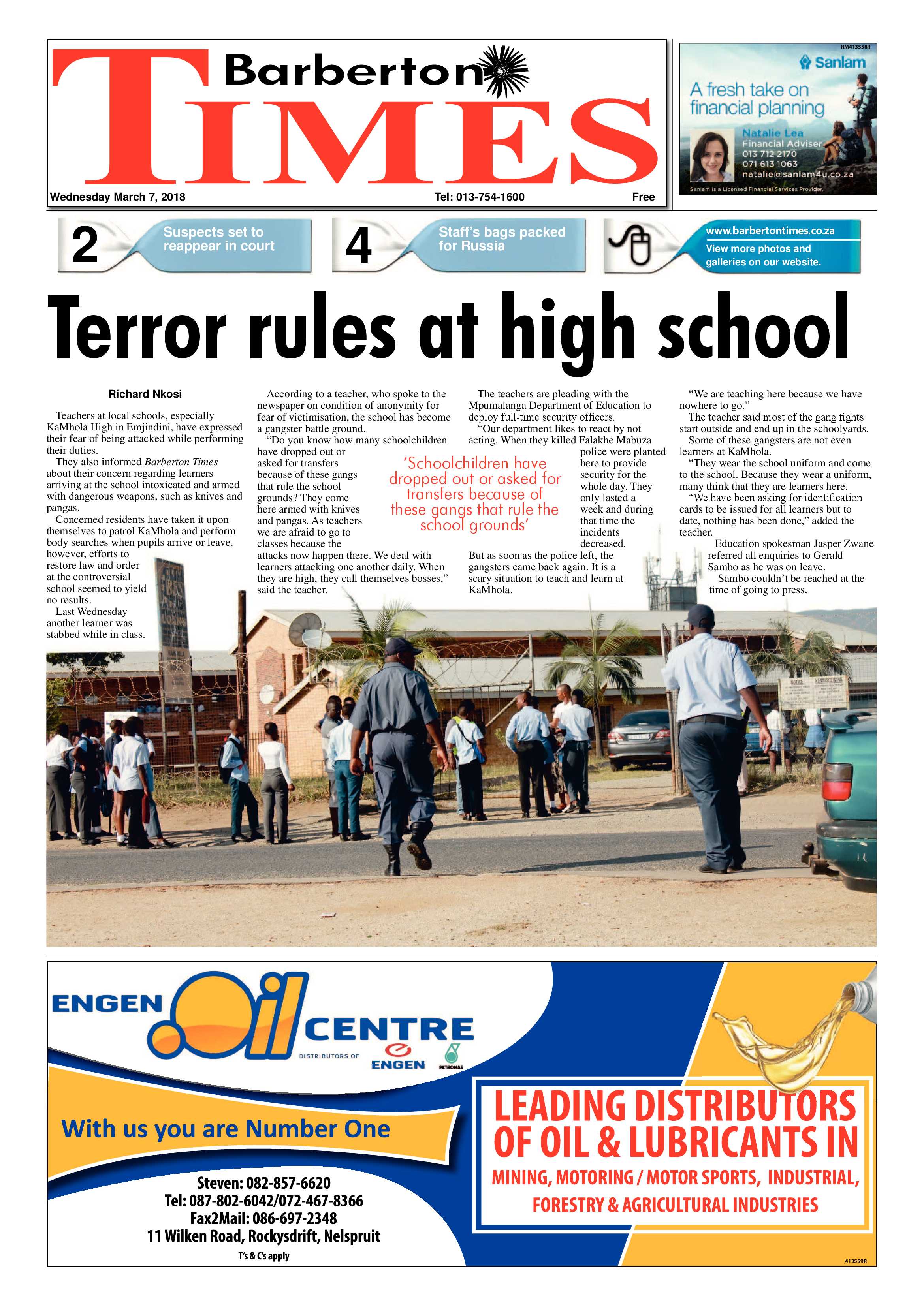 Barberton Times 7 March 2018 page 1