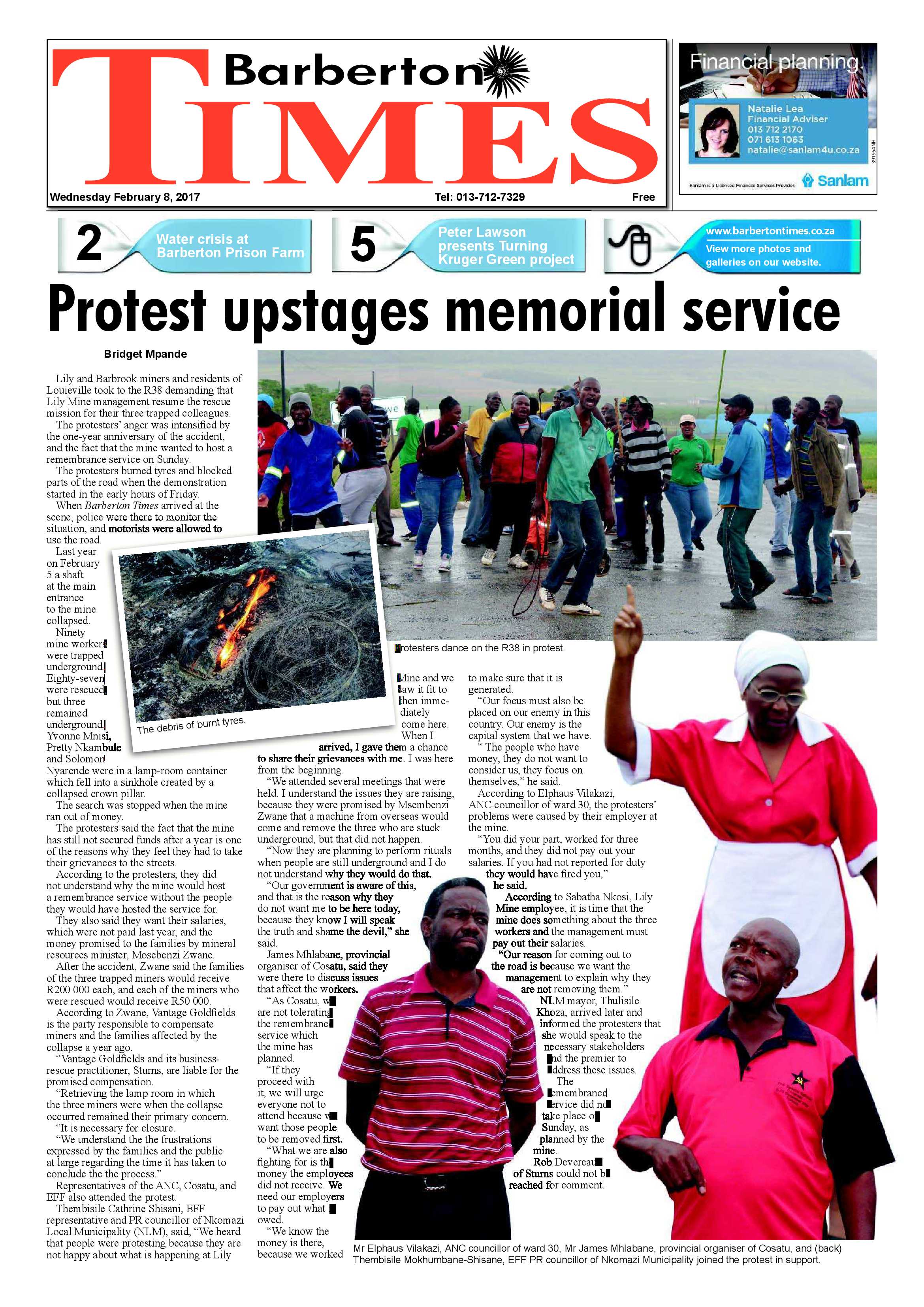 Barberton Times 8 February 2017 page 1