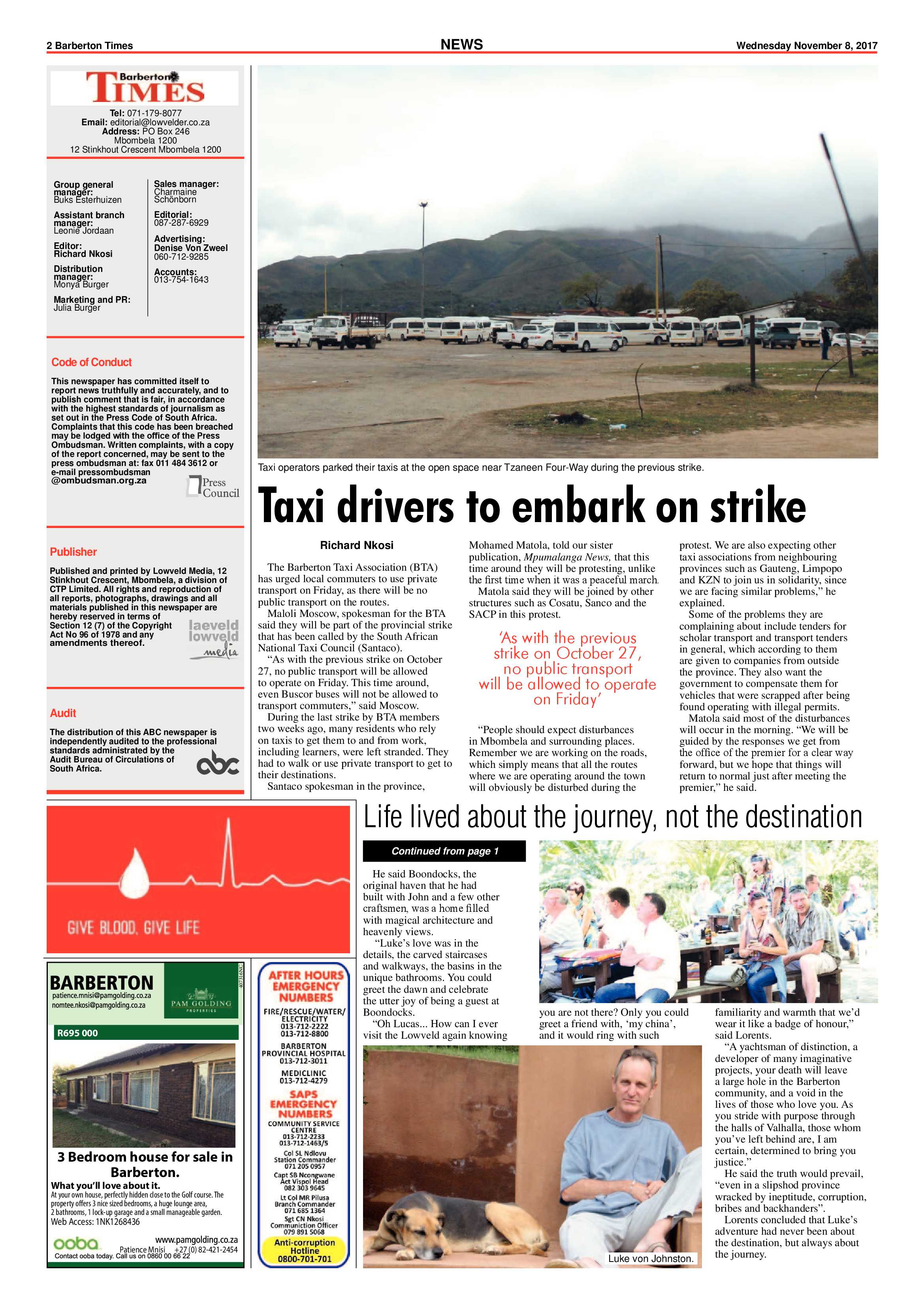 Barberton Times 8 November 2017 page 2